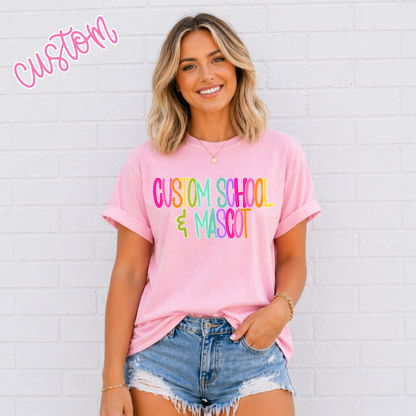 Color Pop-Custom School & Mascot Tee