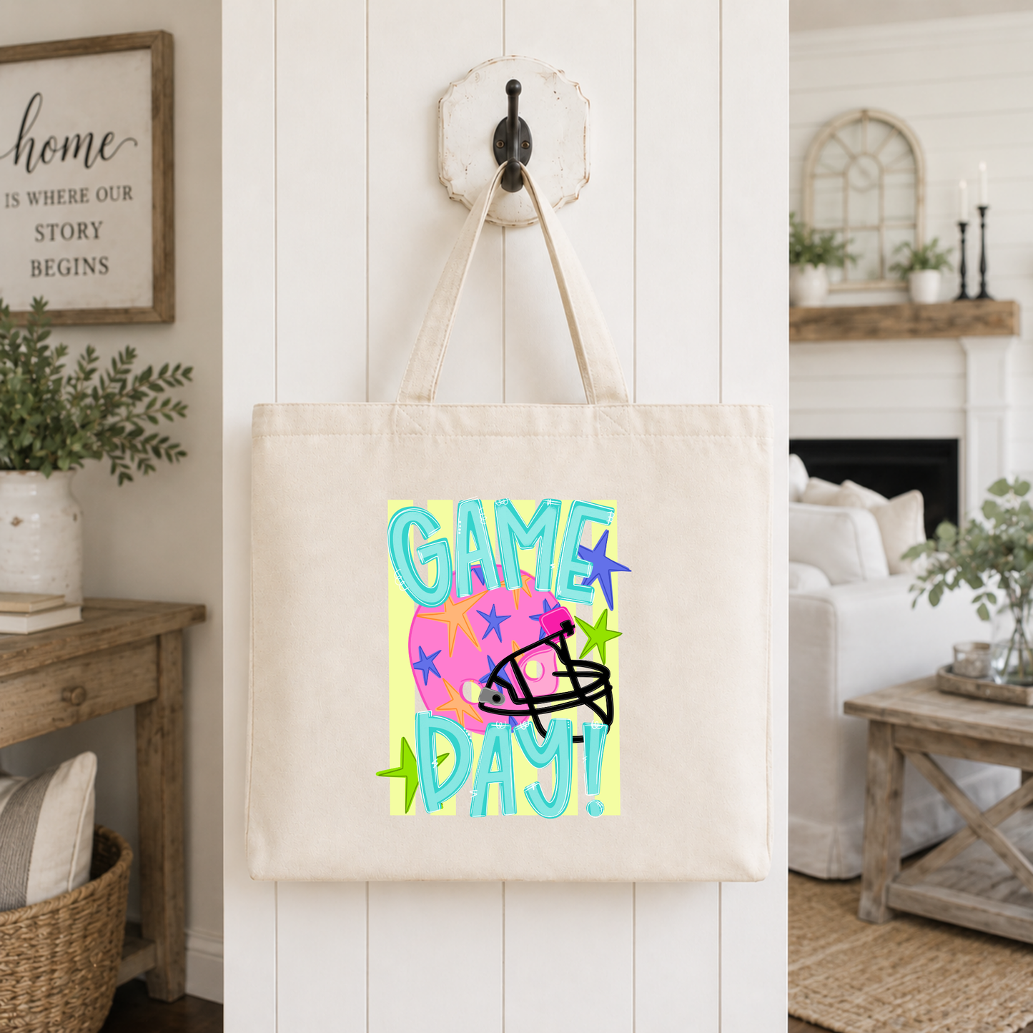 Neon Game Day Tote Bag