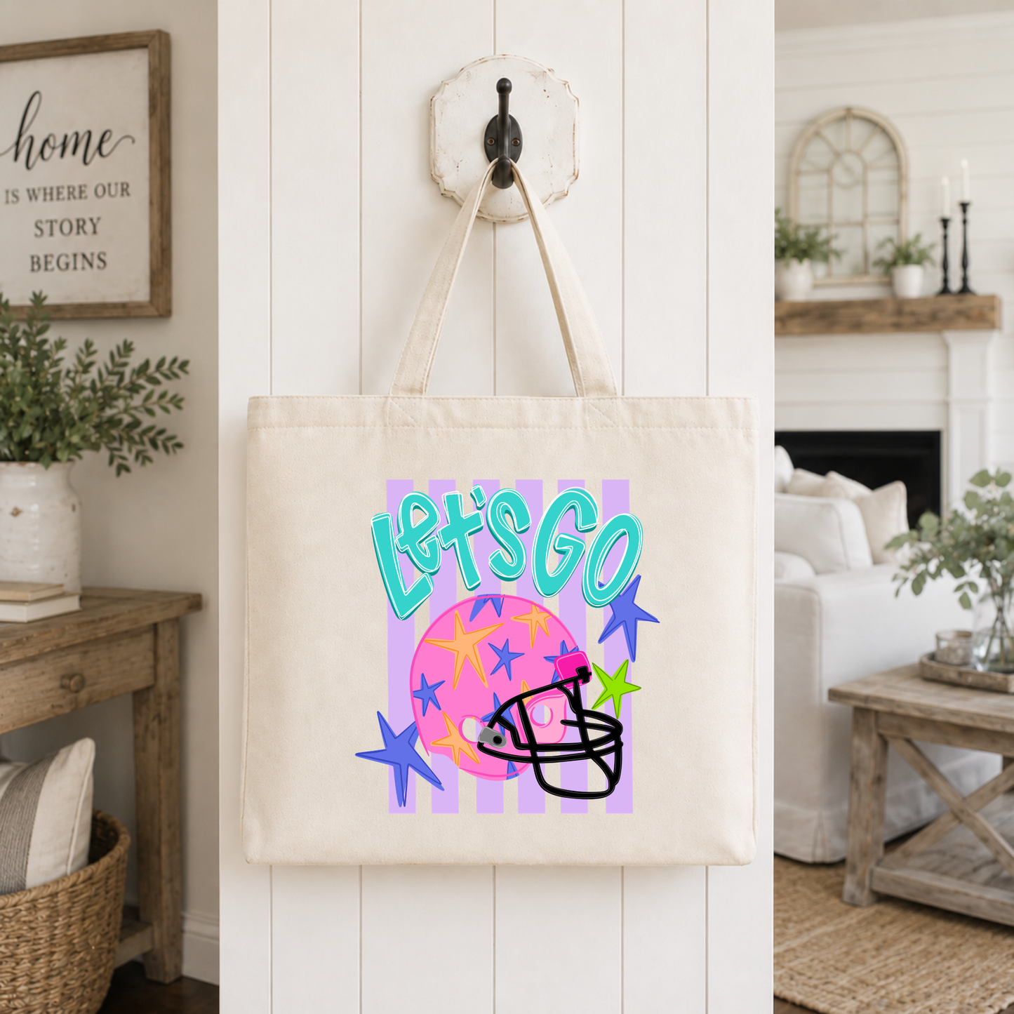 Neon Let's Go Tote Bag
