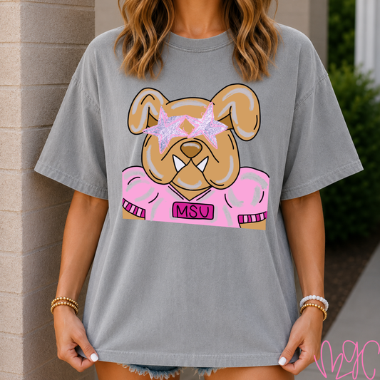 Pink Preppy Bulldogs Tee