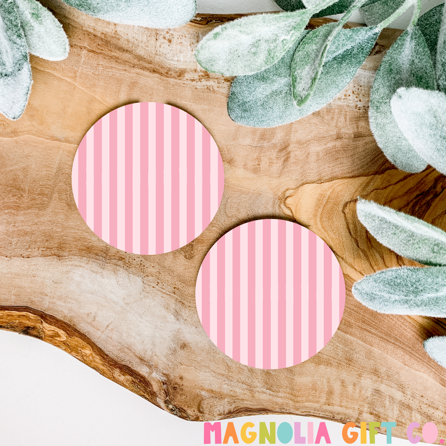 Pink Striped Car Coasters