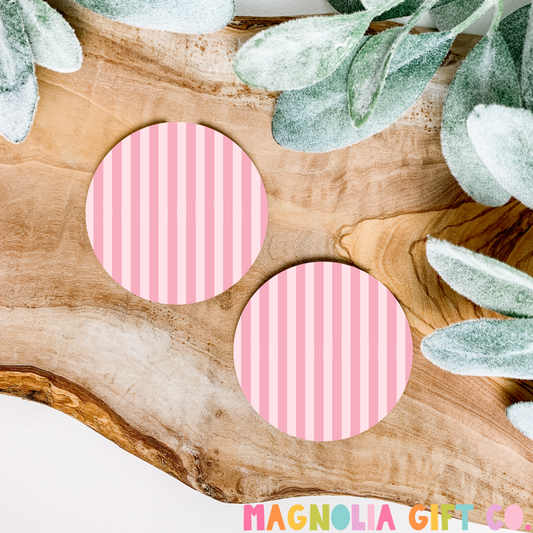 Pink Striped Car Coasters