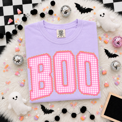 Pink Seersucker Boo Tee