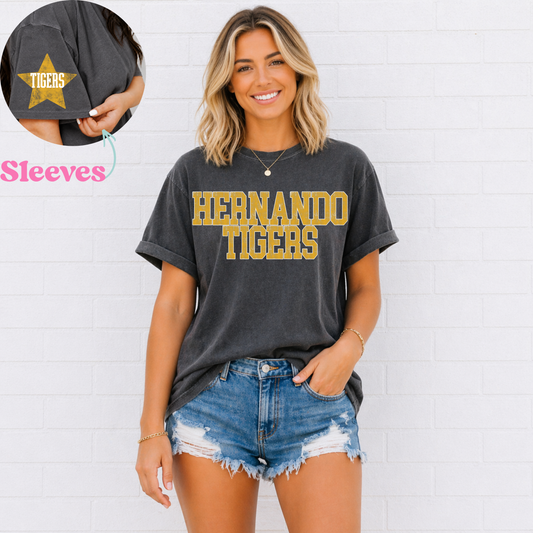 Varsity Distressed Tigers (Gold) Tee