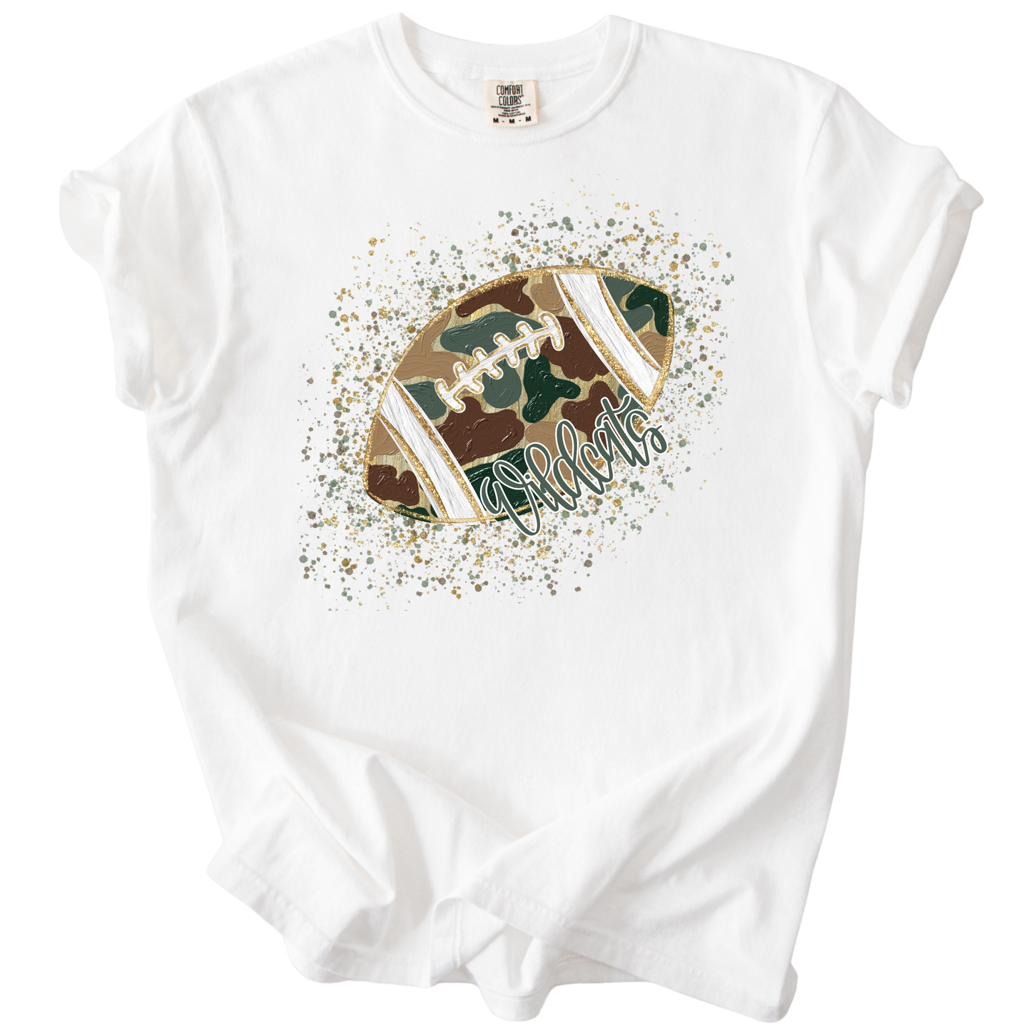 Camo Confetti Football-Wildcats Tee