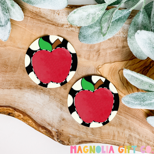 Polka Dot Apple Car Coasters