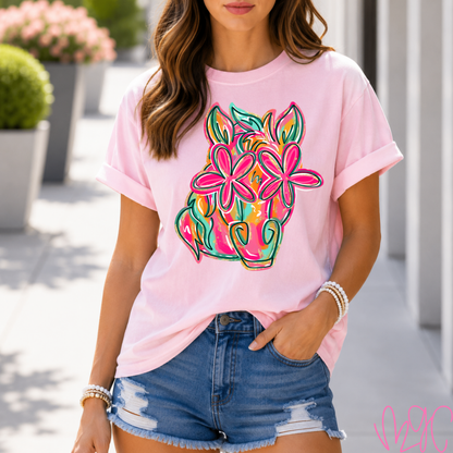 Bright Floral Mustangs Tee