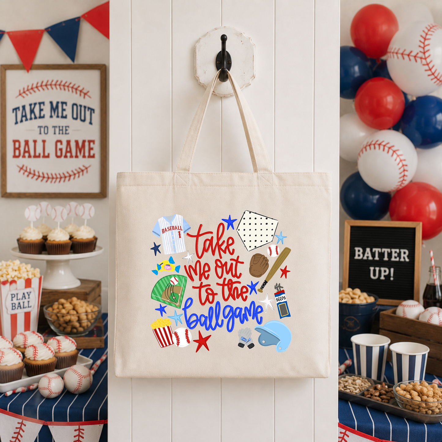 Take Me Out-Baseball Tote Bag