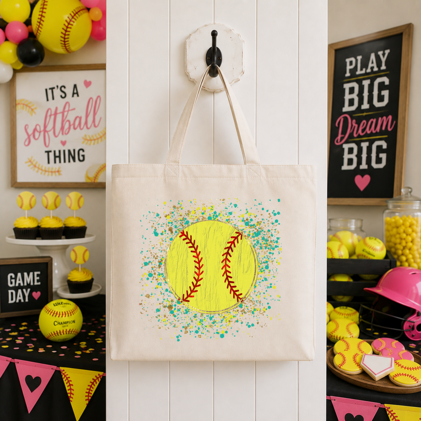 Confetti Softball Tote Bag