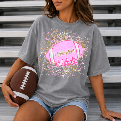 Pink Confetti Football-Wildcats Tee