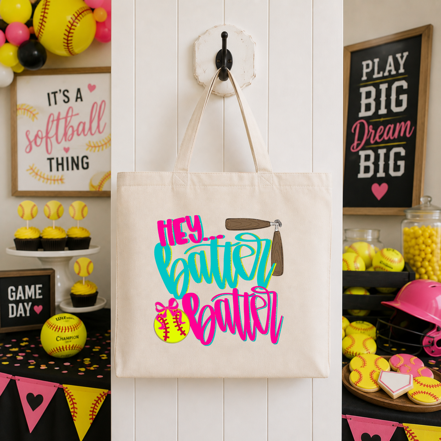 Hey Batter Batter (Softball) Tote Bag