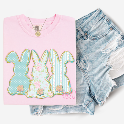 Floral Triple Bunnies Tee