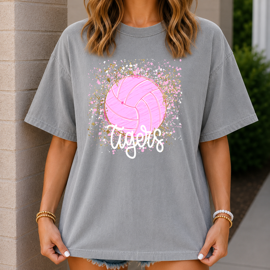Pink Confetti Volleyball-Tigers Tee