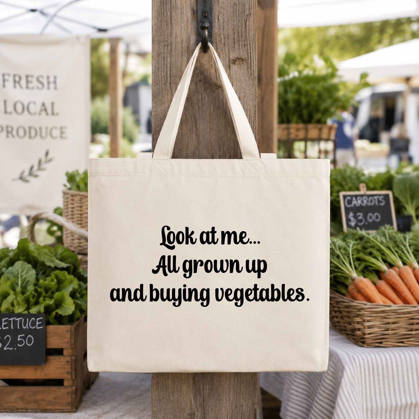 Buying Vegetables Tote Bag