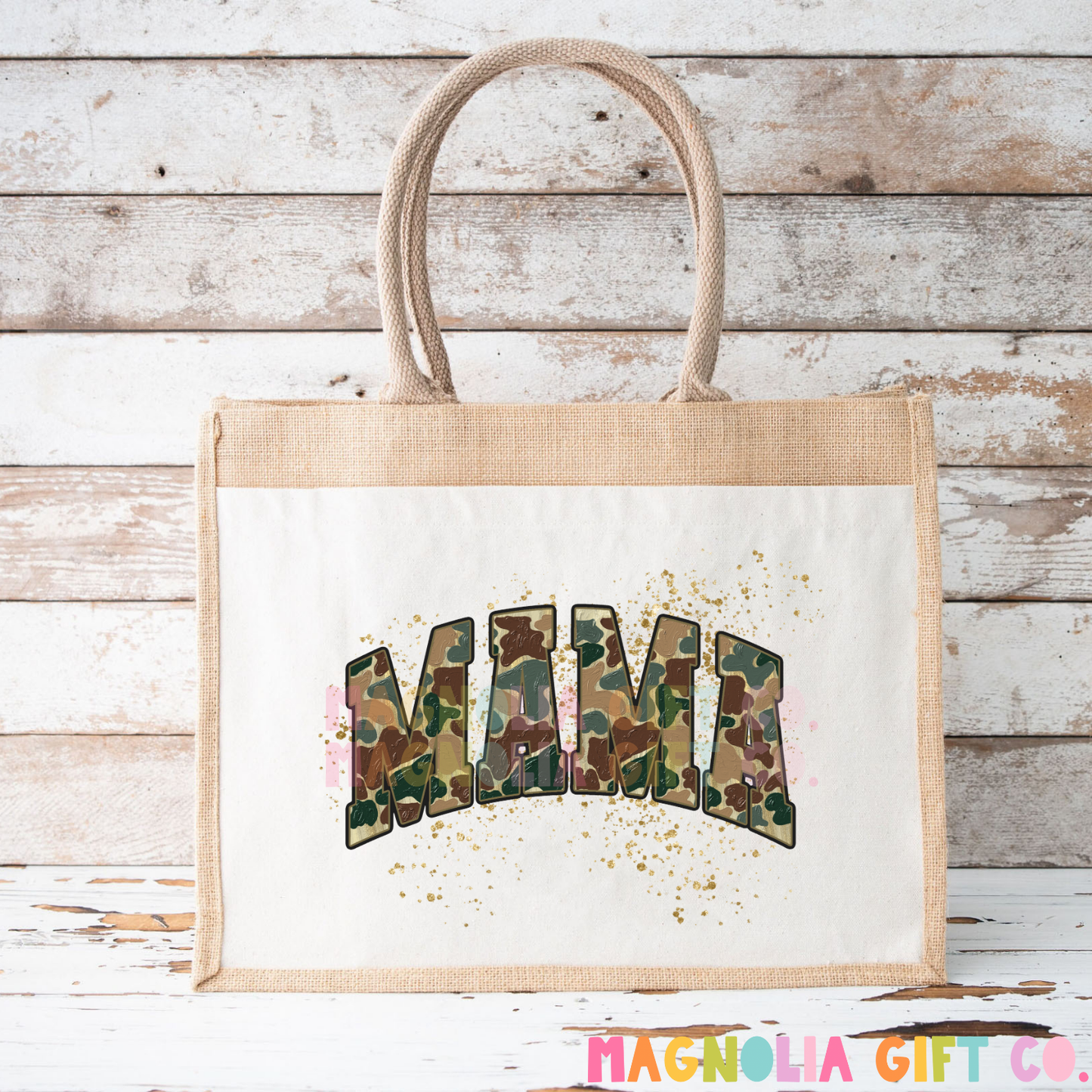 Camo Varsity Mama Tote Bag