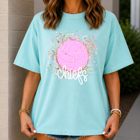 Pink Confetti Volleyball-Chiefs Tee