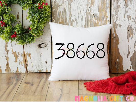 Simple Zip Code Throw Pillow