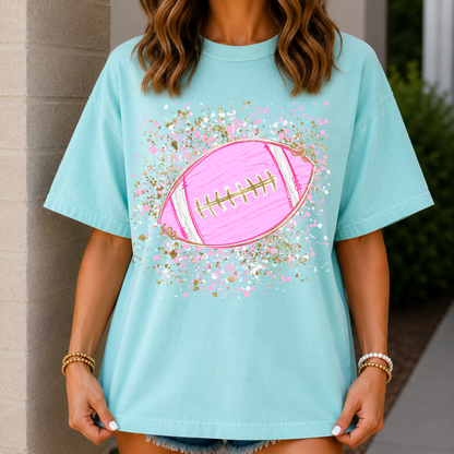 Pink Confetti Football Tee