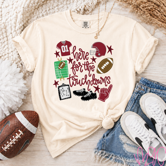 Touchdowns-Maroon Tee