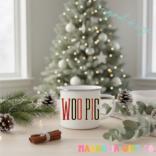 Tall Varsity Woo Pig Coffee Mug