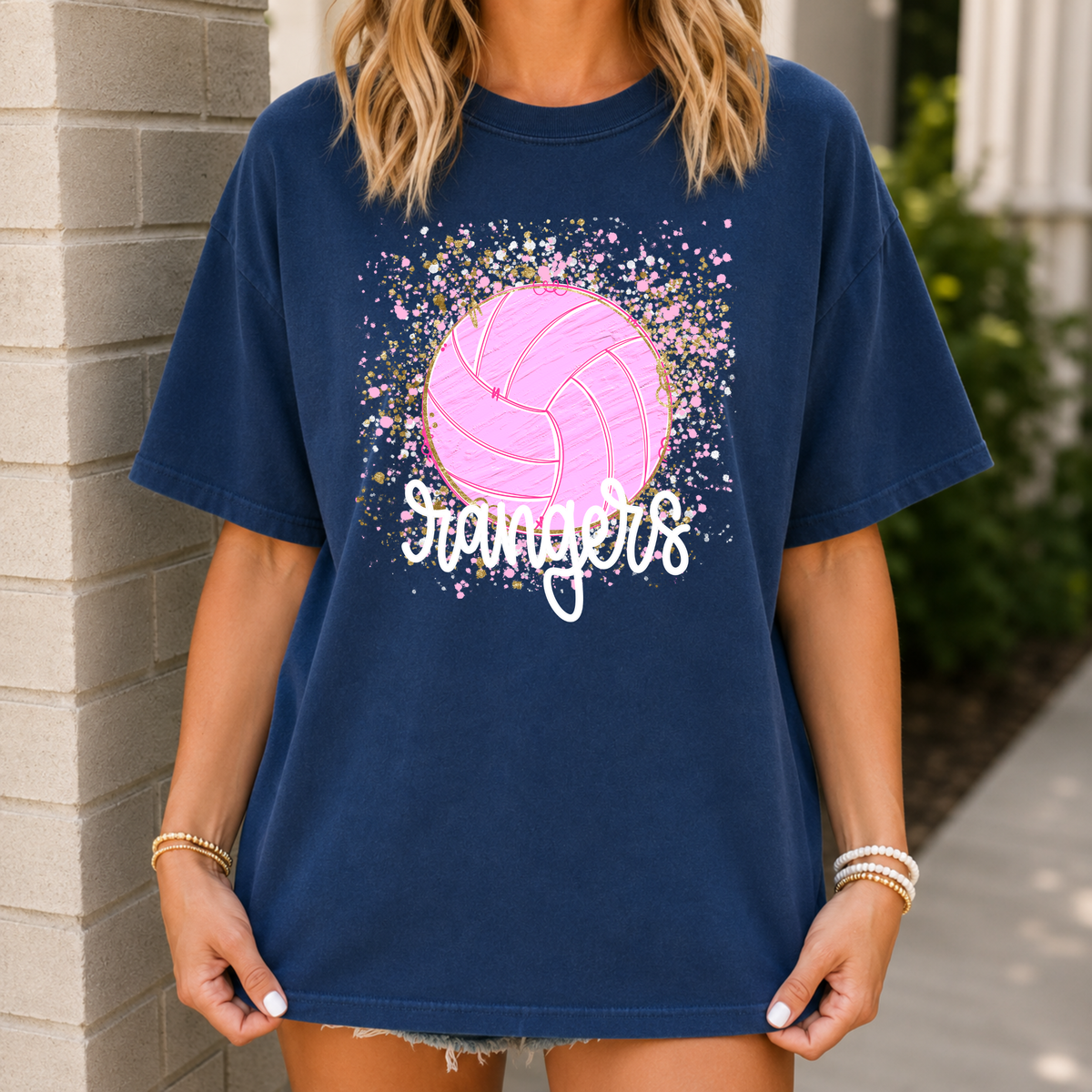 Pink Confetti Volleyball-Rangers Tee