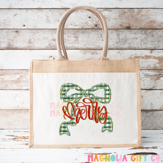 Merry Bow Tote Bag