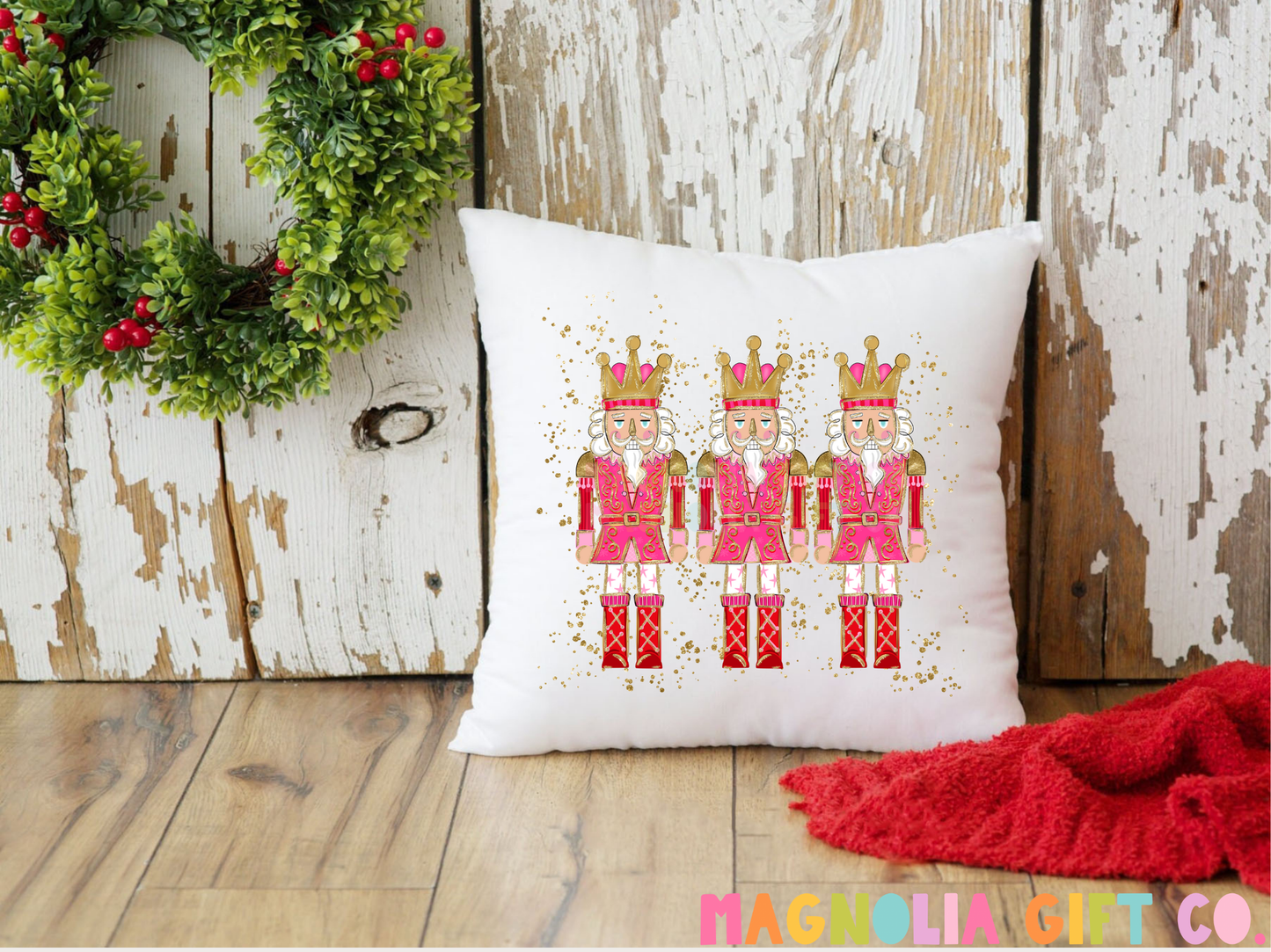 Red Nutcracker Trio Throw Pillow