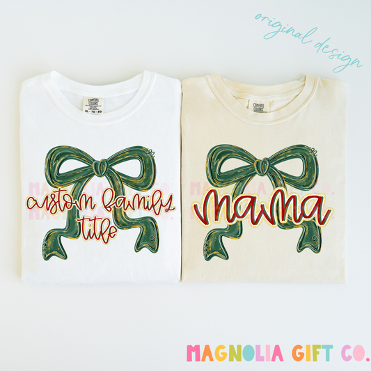 Green Bow Family Title Tee