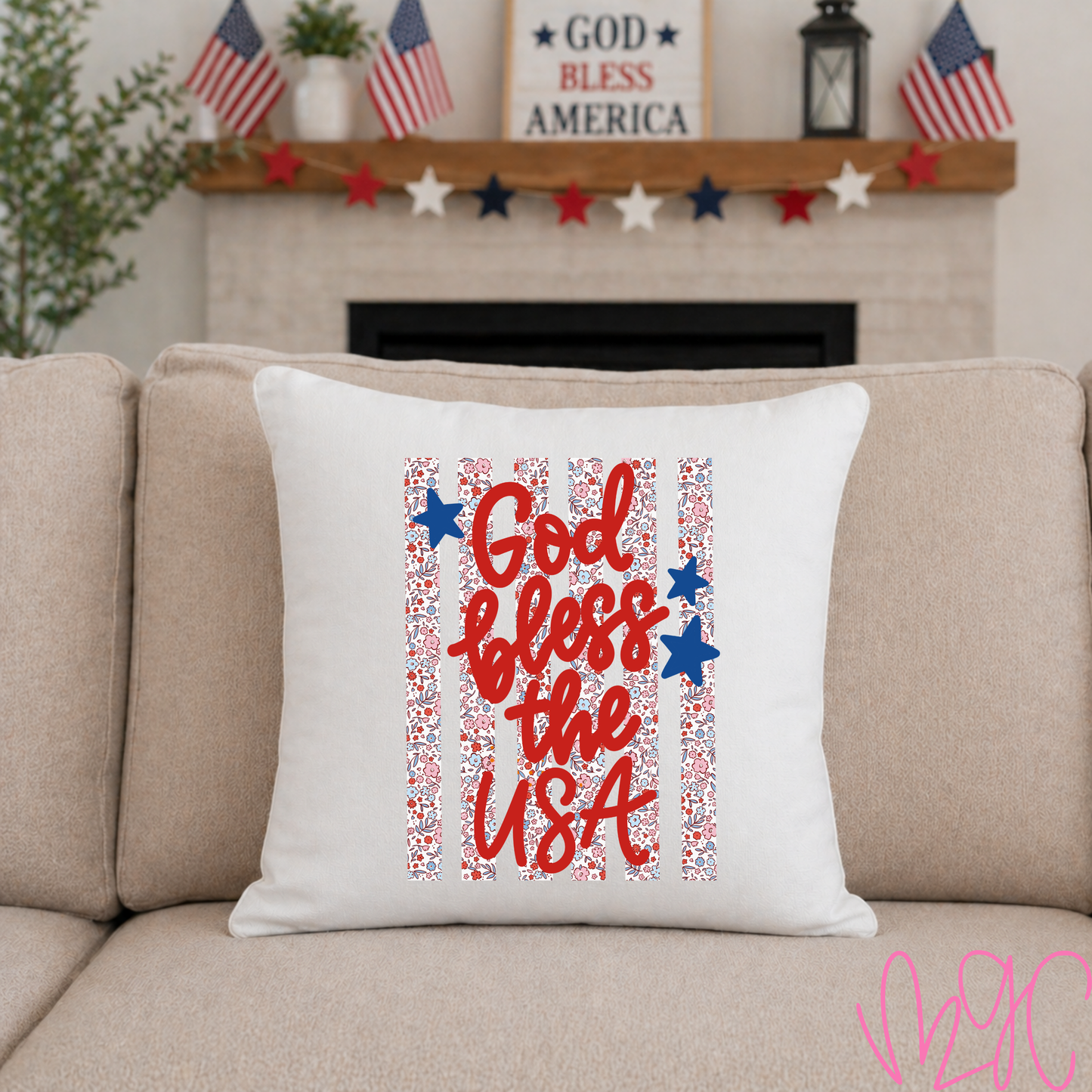 God Bless The USA Throw Pillow