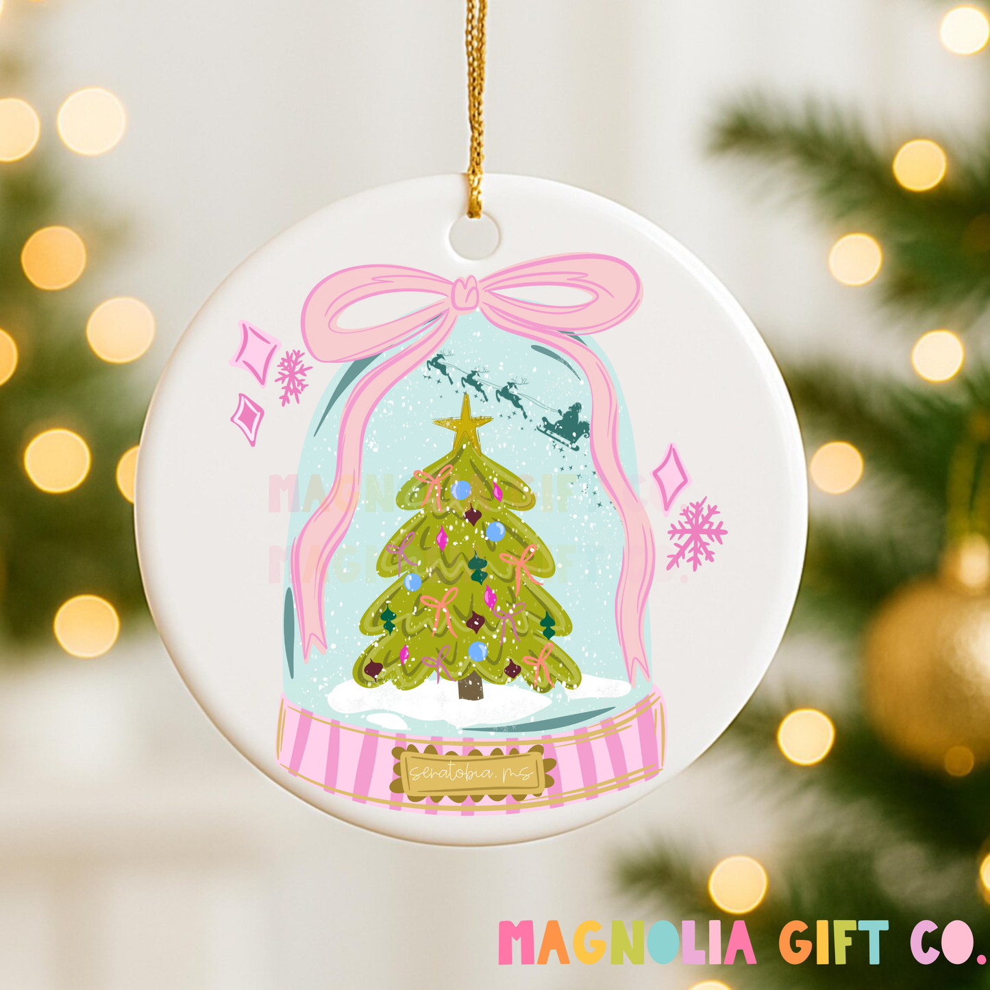 Preppy Snowglobe-Custom City Ornament