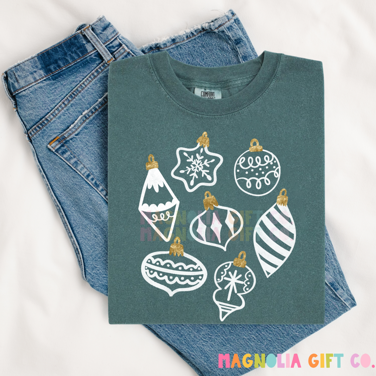 White + Gold Ornaments Tee