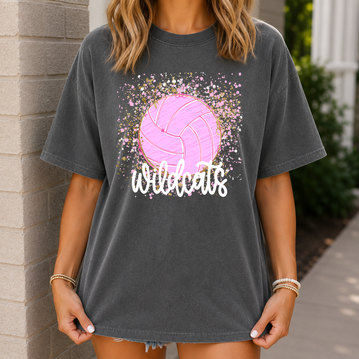 Pink Confetti Volleyball-Wildcats Tee