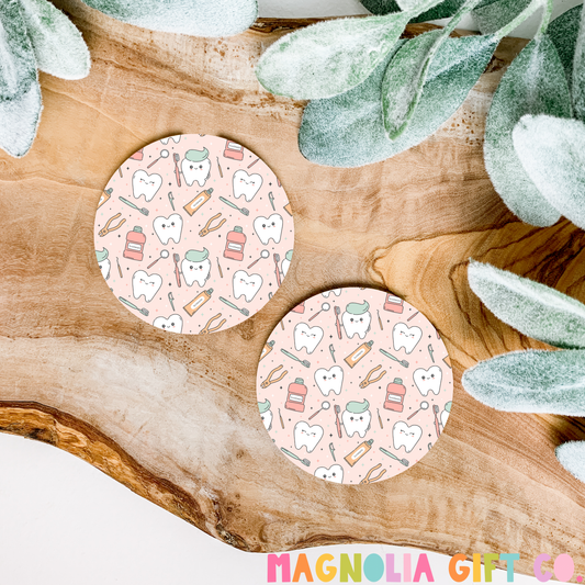Pink Dental Clip Art Car Coasters