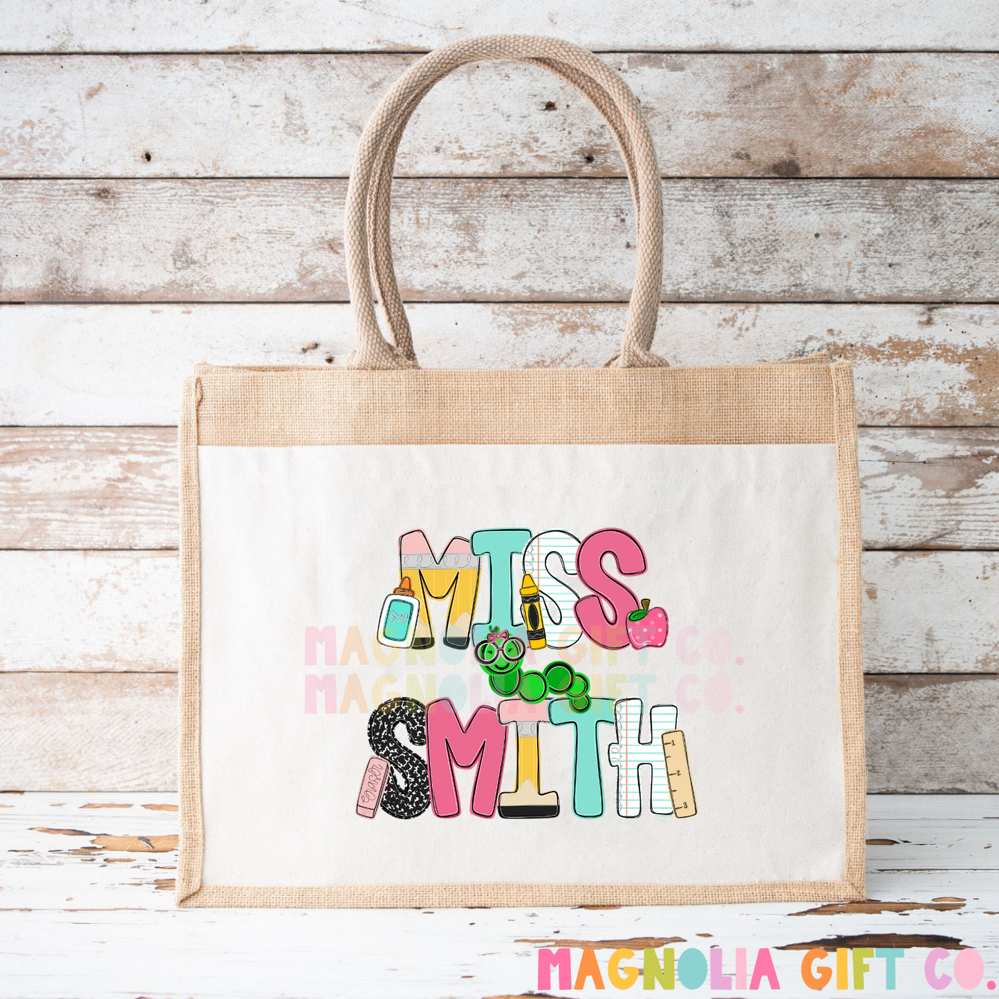 Custom Teacher Name Tote Bag
