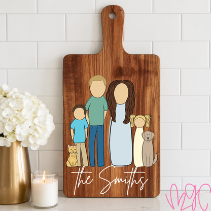 Family Sketch Cutting Board