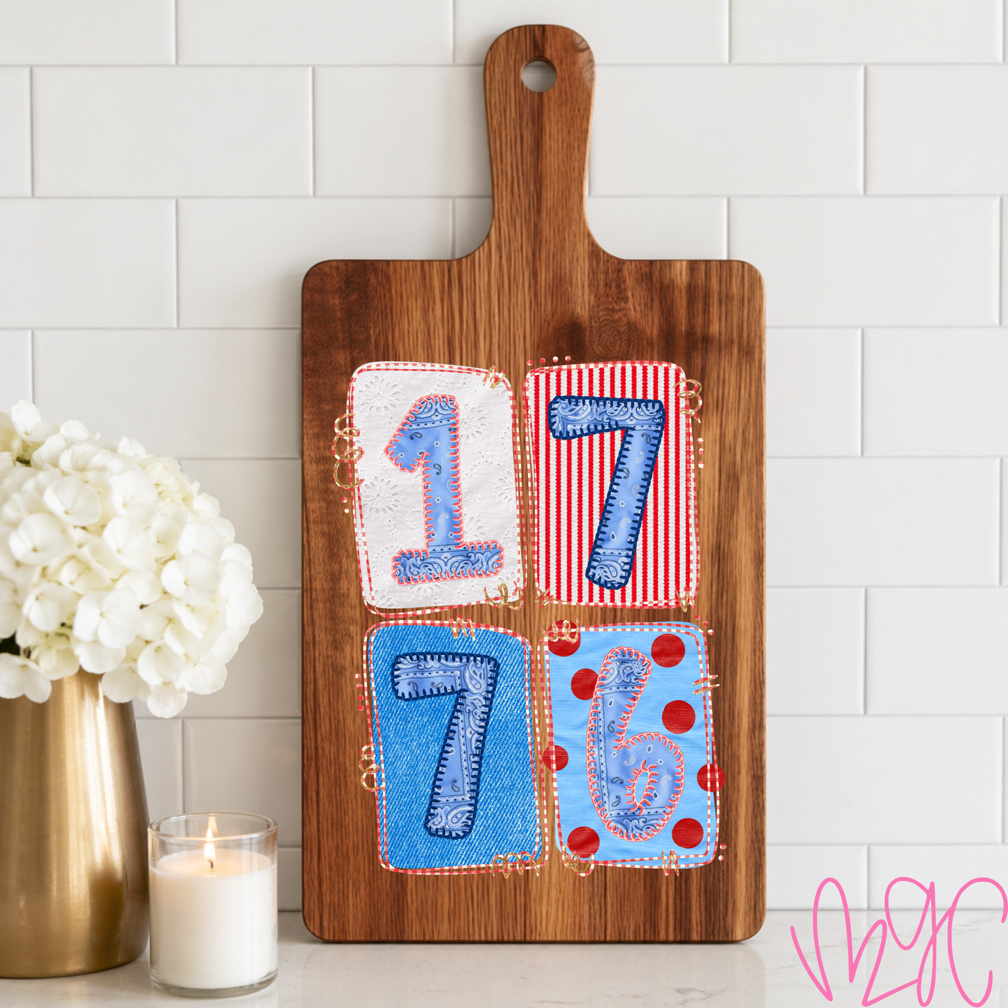 Patterned 1776 Cutting Board