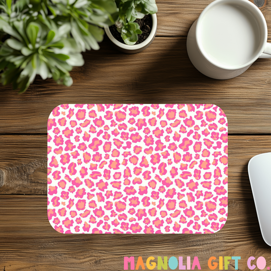 Pink + Orange Leopard Mousepad