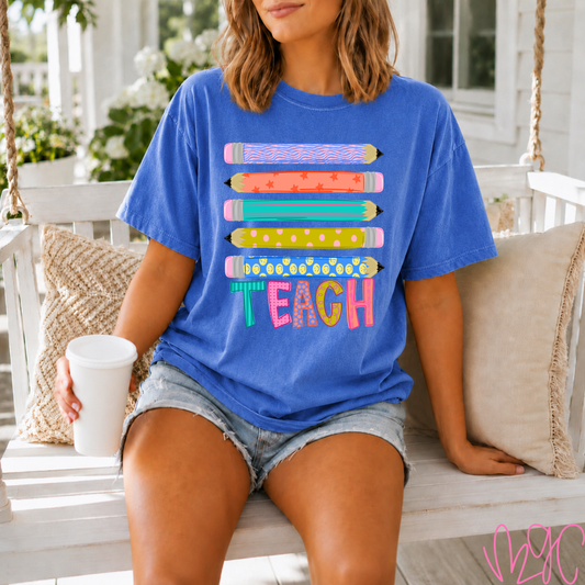 Stacked Pencils Teach Tee