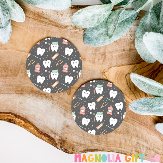 Grey Dental Clip Art Car Coasters