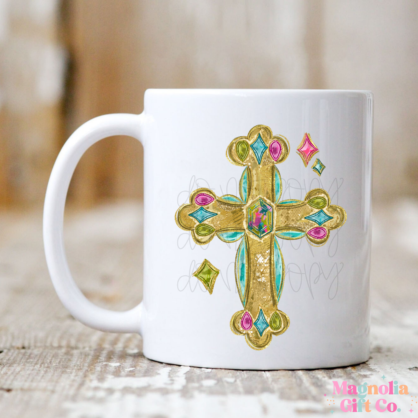 Jeweled Cross Coffee Mug