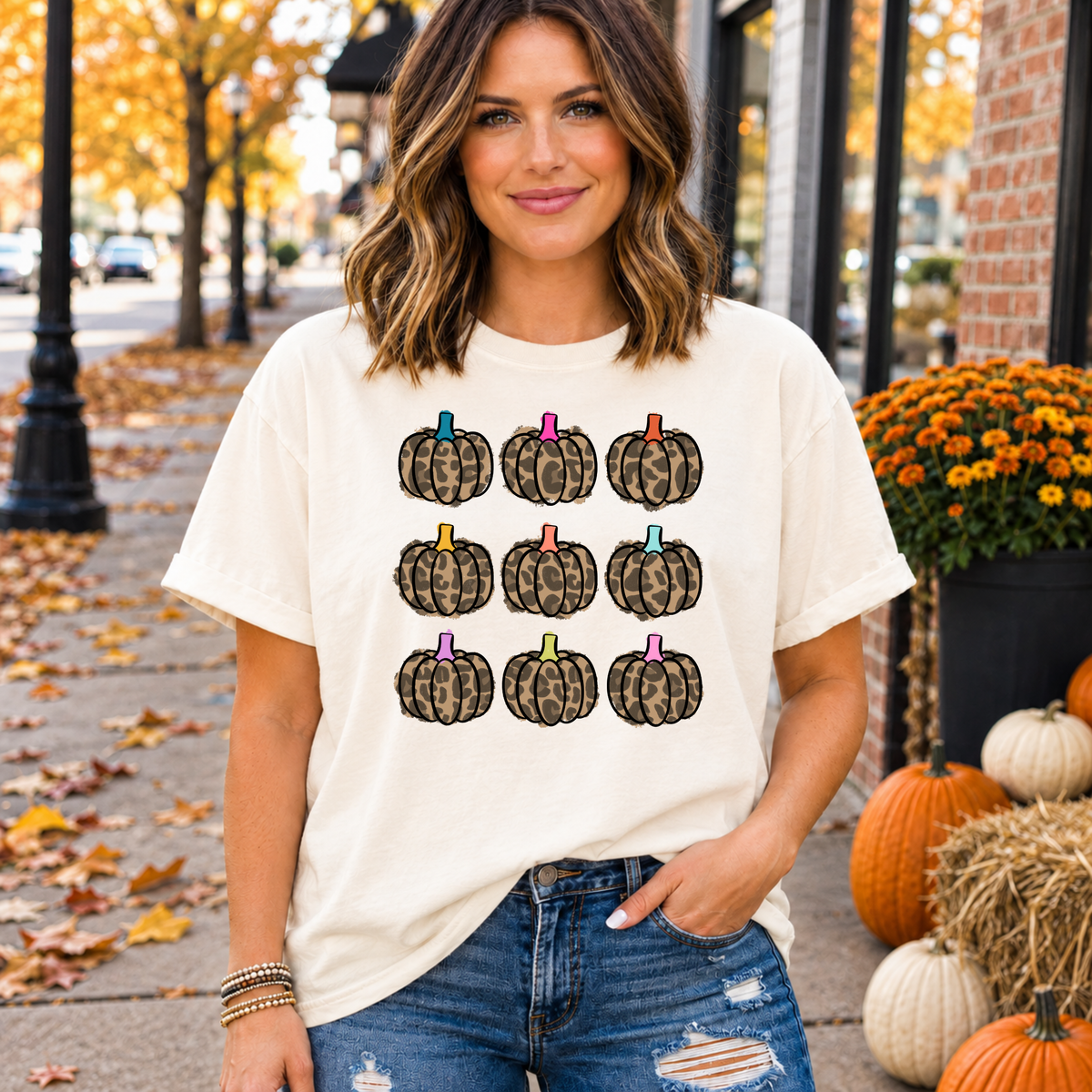 Stacked Leopard Pumpkins Tee