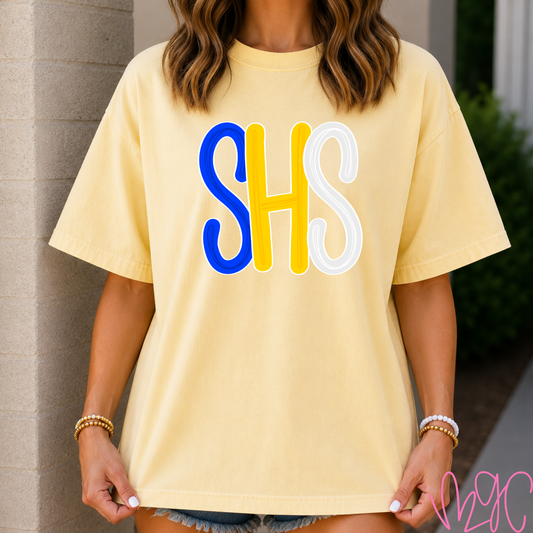 Bubble SHS (Royal+Gold) Tee