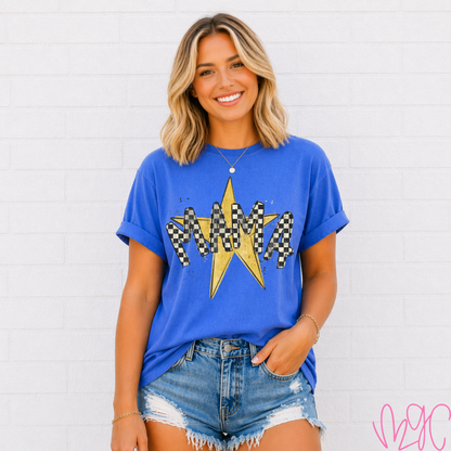 Checkered Star Mama Tee