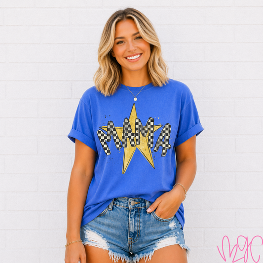 Checkered Star Mama Tee