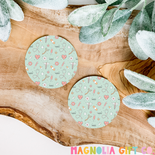 Mint Nurse Clip Art Car Coasters