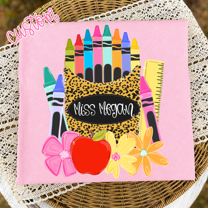 Leopard Crayon Box Name Tee