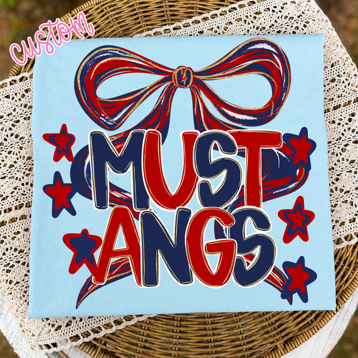 Preppy Bow-Mustangs Tee