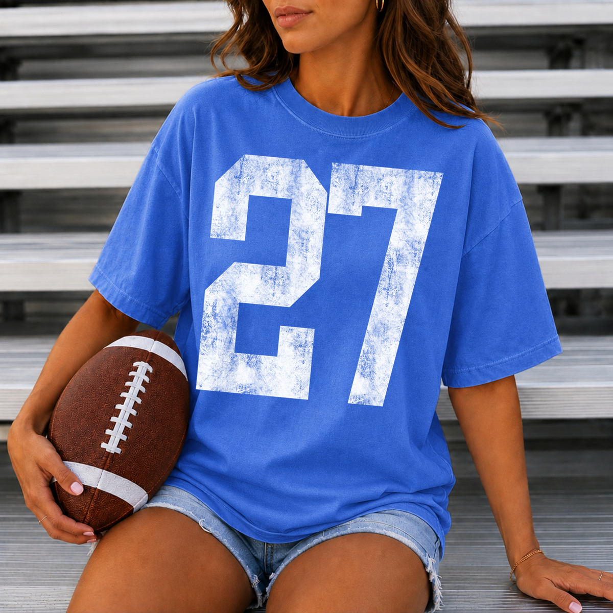 Distressed Varsity Jersey Number Tee