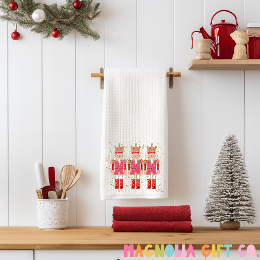 Red Nutcracker Trio Tea Towel