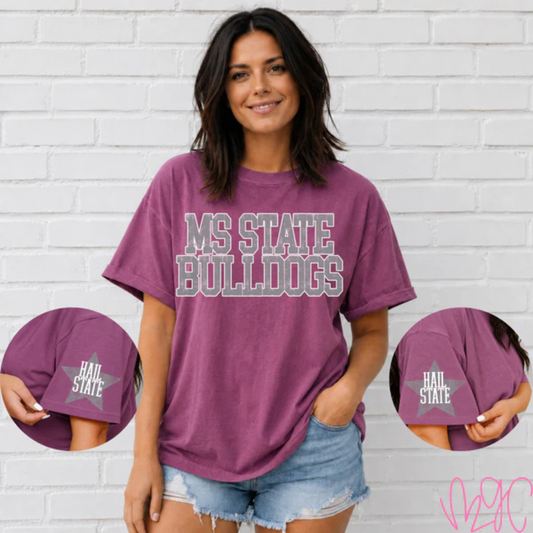 Distressed MS State Tee (Grey) Tee